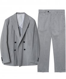 M#1623 h check linen set up suit (hound tooth)
