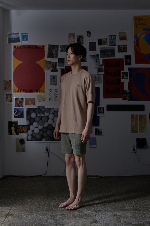 파세스(pases) 오버핏 베이직 티 - 베이지