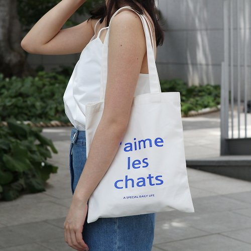 살랑(salrang) J aime les chats Ecobag Vintag Blue