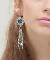 Floral cubic earrings ( Silver. Blue. Pink )
