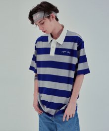ROYAL STRIPE RUGBY TEE GY