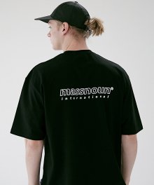 SL INT 로고 오버핏 반팔 티셔츠 MSETS007-BK