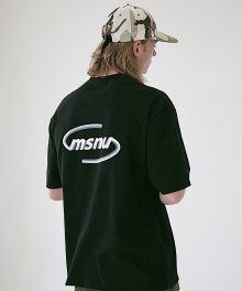 MSNU 3D 로고 오버핏 반팔 티셔츠 MSETS008-BK