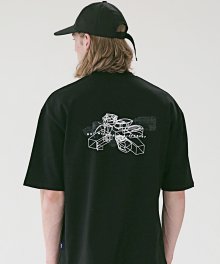 STRUCTURE 오버핏 반팔 티셔츠 MSETS010-BK