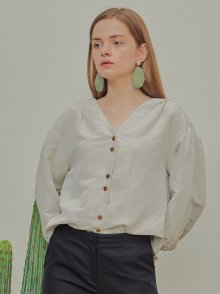 SHELL BLOUSE-LIGHT GRAY