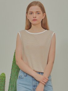 STRIPE SLEEVELESS-BEIGE