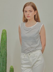 STRIPE SLEEVELESS-WHITE