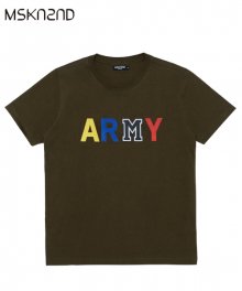 ARMY M 프린트 티셔츠 카키