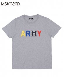 ARMY M 프린트 티셔츠 그레이