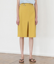 Linen Slit Skirts-Mustard
