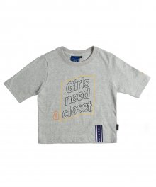 Post Logo Crop T Shirt_Grey