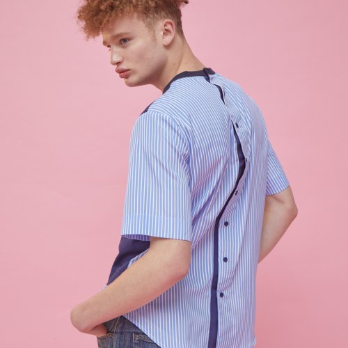 제너럴아이디어(GENERALIDEA) S8D05016 - BACK BUTTON POINT HALF T-SHIRT [NAVY] - 사이즈 & 후기 | 무신사