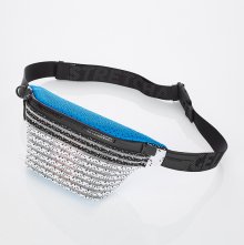 [S.K.N] Dot stripe knit fanny-bag S (Blue)