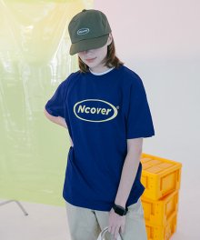 [앤커버] 라운드 로고 티셔츠-블루 네이비