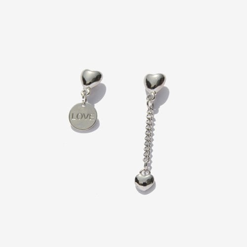 러쉬오프(rushoff) Double Heart Unbal Earring/더블 하트 언발귀걸이