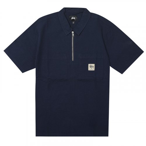 Stussy half discount zip seersucker shirt