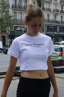 마르지엘라 반팔 크롭탑 티셔츠 화이트