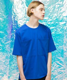 유니섹스 오버핏 더블 포켓 티셔츠 [파랑]