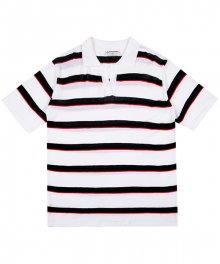 STRIPE SUMMER KNIT COLLAR TEE IVORY