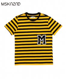 M 패치 스트라이프 티셔츠 옐로우