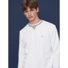 Unisex 화이트 배색 포인트 스웨트 셔츠 (BC8741N011)