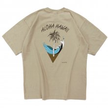 코튼 16수 오버핏 알로하 하와이 티셔츠 BEIGE