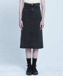 MG8S DENIM LONG SKIRT (BLACK)