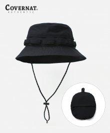 PACKABLE NYLON JUNGLE HAT BLACK