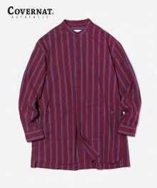 2PK STRIPE LONG SHIRTS BURGUNDY