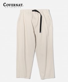 TWILL WIDE FIT STRAP PANTS OFF WHITE