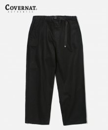 TWILL WIDE FIT STRAP PANTS BLACK