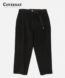 CORDUROY WIDE FIT STRAP PANTS BLACK