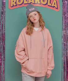(HD-18738) SLEEVE BOUCLE LETTERING HOOD T-SHIRTS PINK
