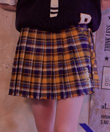 (SK-18511) CHECK POINT PLEATS SKIRT YELLOW