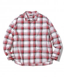 L-Logo Oversized Check Shirt Red