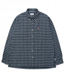 KANCO SHIRRING PLAID SHIRT navy