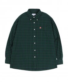 KANCO SHIRRING PLAID SHIRT green