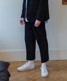 Turn Up Corduroy Set Up Trousers / Black