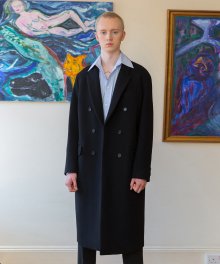 Double-Breasted Pure Wool Overcoat / Black