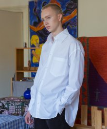 Oversized Solid Cotton Shirt / White