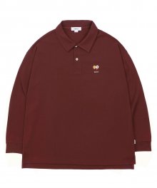 KANCO HEART LOGO L/S POLO SHIRT burgundy