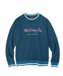 MULTI  LOGO CREWNECK BLUE GREEN