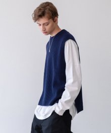 WOOL KNIT VEST (navy)