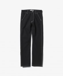 Contrast Stitch Regular Fit Pants [Black]