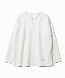 Plain Round Henry Neck T-Shirts [Ivory]