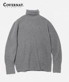 HEAVY GAUGE ROLL NECK KNIT GRAY