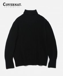 HEAVY GAUGE ROLL NECK KNIT BLACK