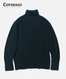 HEAVY GAUGE ROLL NECK KNIT GREEN