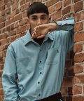 Over-Fit Double Pocket Denim Shirts(Sky Blue)