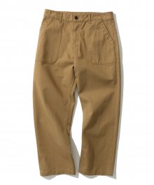 cotton fatigue pants regular fit L brown